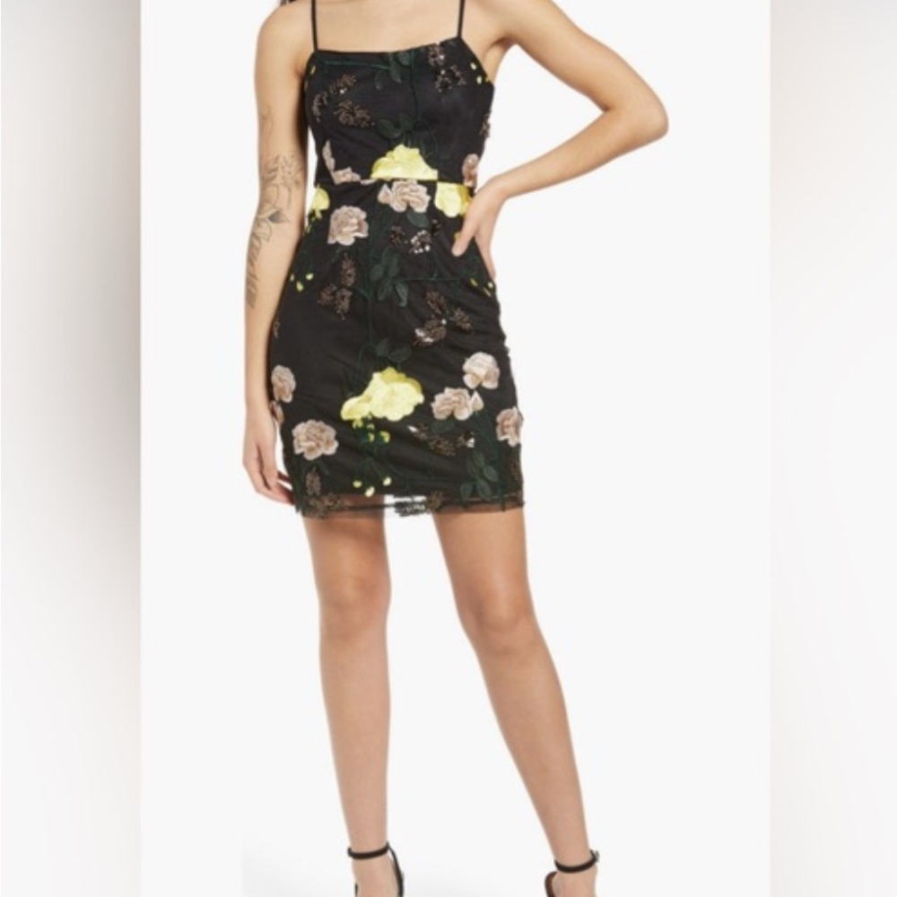 Floral Black Dress Lulus Size Medium